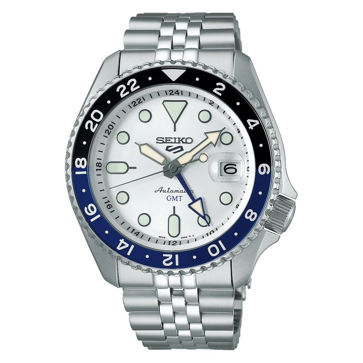 Seiko 5 Sports SKX GMT Automatic Sky Blue Dial Silver Steel Strap Watch For Men - SSK033K1 wholesalehk.shop