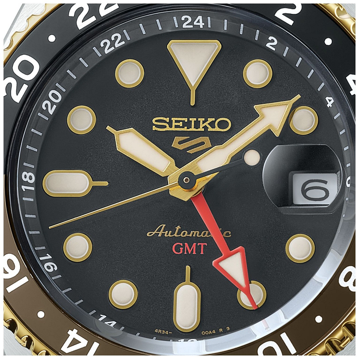 Seiko 5 Sports SKX GMT Automatic Mocha Black Dial Brown Leather Strap Watch For Men - SSK036K1 wholesalehk.shop