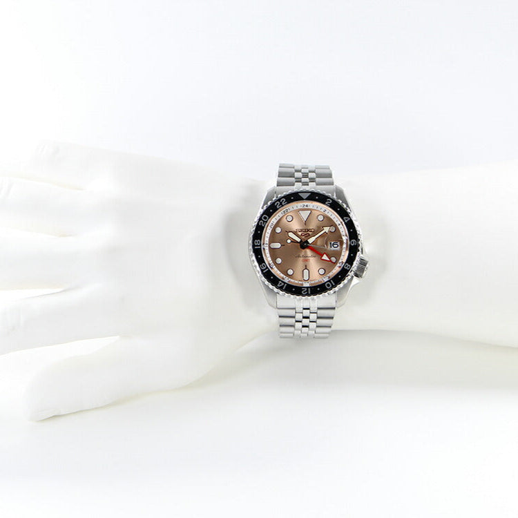 Seiko 5 Sports GMT Thong Sia Limited Edition Brown Dial Silver Steel Strap Watch for Men - SSK043K1 wholesalehk.shop