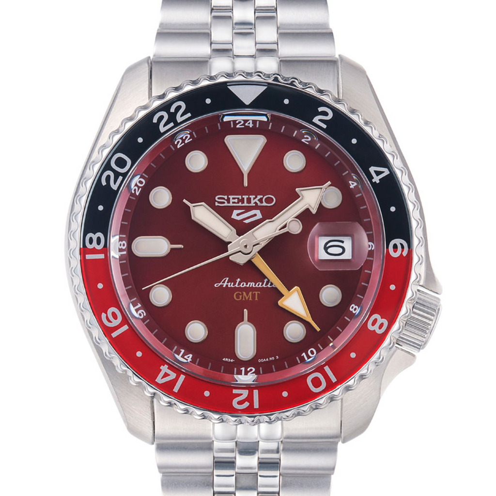 Seiko 5 Sports Thong Sia Limited Edition Red Dial Silver Steel Strap Watch For Men - SSK031K1 wholesalehk.shop