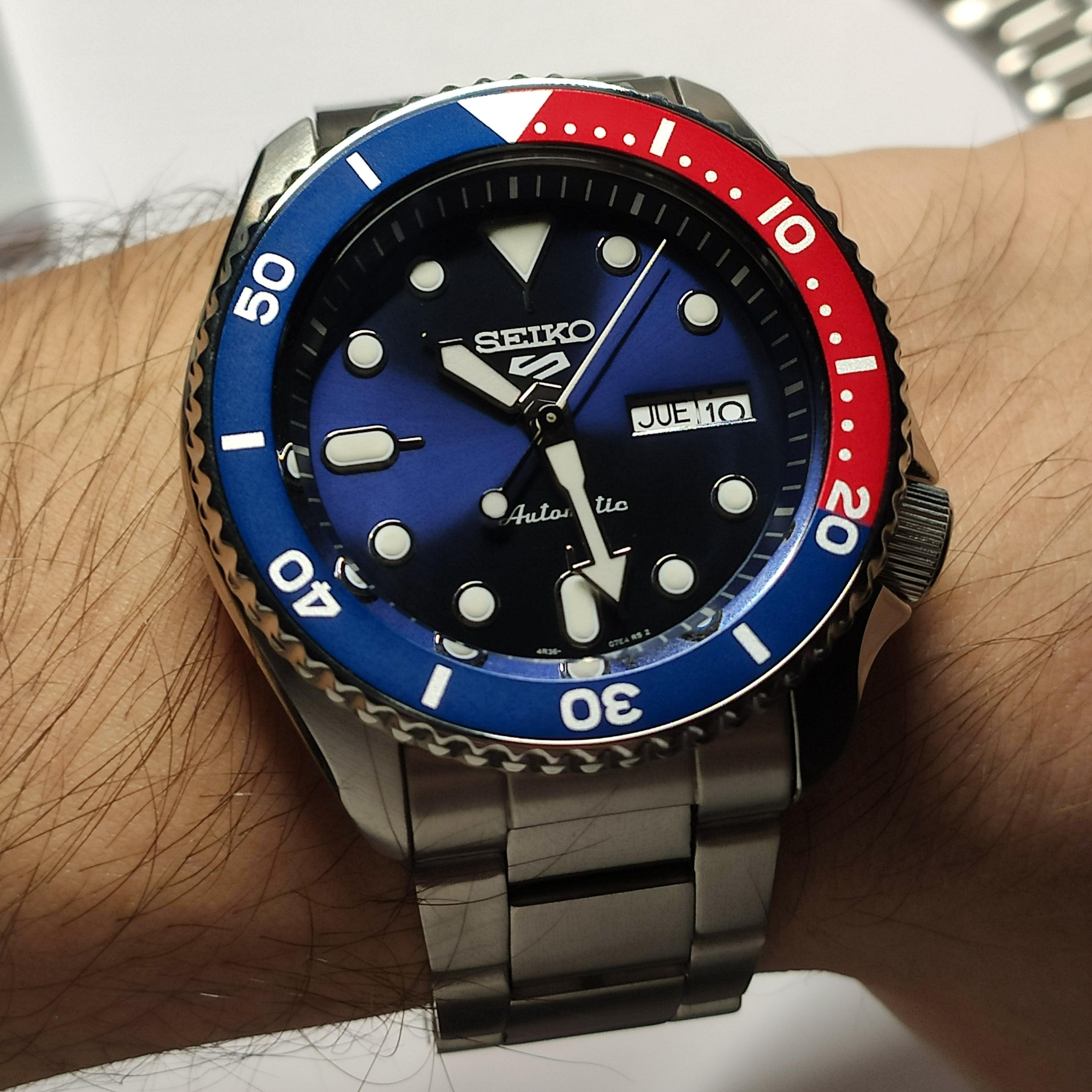 Seiko 5 Sports Automatic Blue Dial Silver Steel Strap Watch For Men - SRPD53K1 wholesalehk.shop