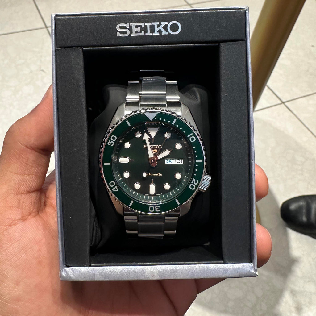 Seiko 5 Sports Automatic Analog Green Dial Silver Steel Strap Watch For Men - SRPD63K1 wholesalehk.shop