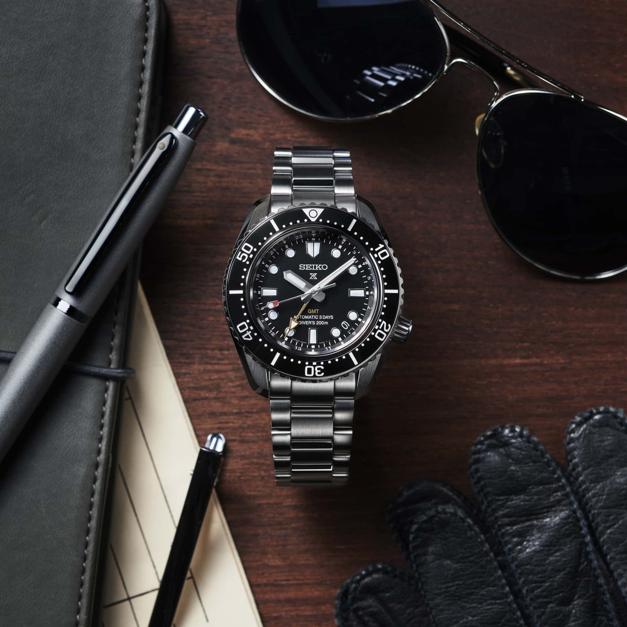 Seiko Prosprex Dark Depths GMT Automatic Black Dial Silver Steel Strap Watch For Men - SPB383J1 wholesalehk.shop