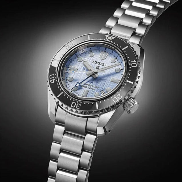 Seiko Prospex Limited Edition Automatic GMT Glacier Blue Dial Silver Steel Strap Watch For Men - SPB385J1 wholesalehk.shop