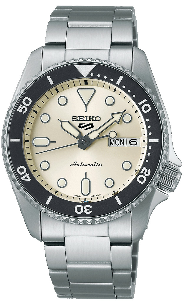 Seiko 5 Sports SKX Automatic Cream Dial Silver Steel Strap Watch For Men - SRPK31K1 wholesalehk.shop