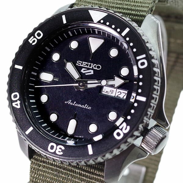 Seiko 5 Sport Automatic Black Dial Green Nylon Strap Watch For Men - SRPD65K4 wholesalehk.shop