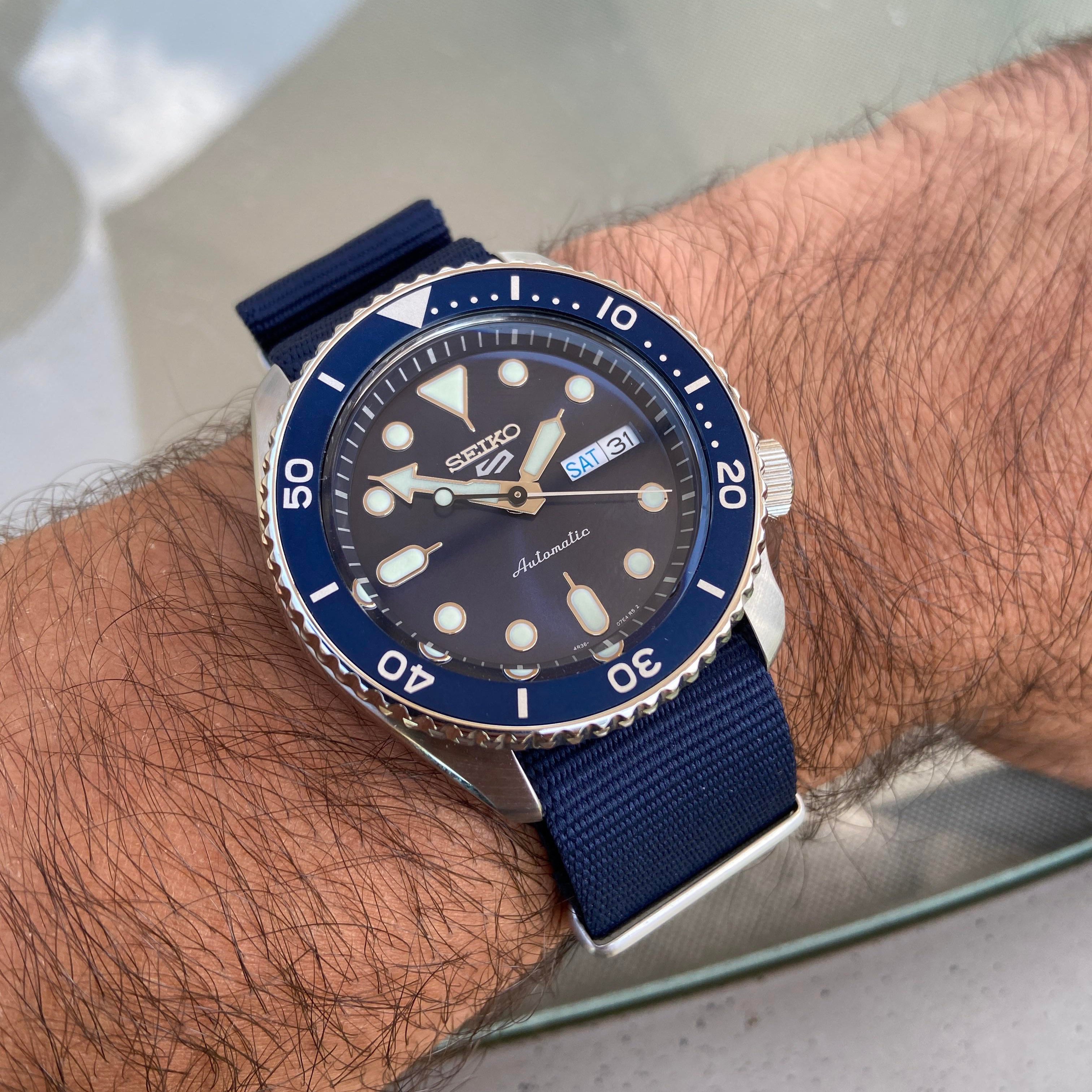 Seiko 5 Sports Automatic SKX Blue Dial Blue NATO Strap Watch For Men - SRPD51K2 wholesalehk.shop