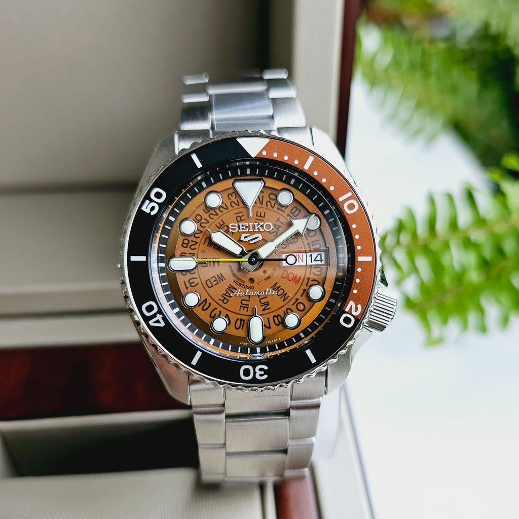 Seiko 5 Sports Sonar Special Edition Brown Dial Silver Steel Strap Watch For Men - SRPJ47K1 wholesalehk.shop