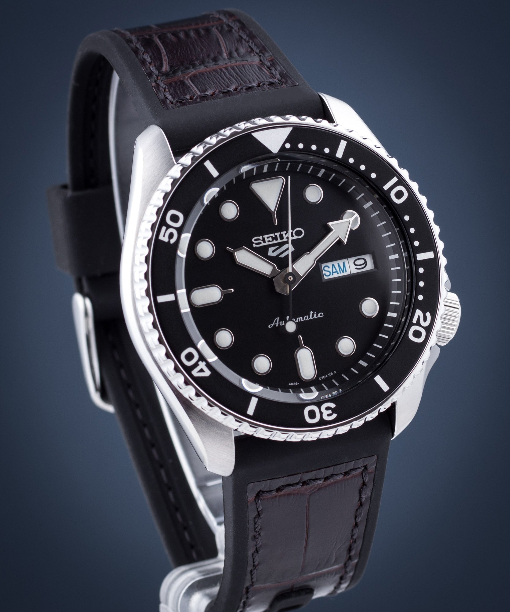 Seiko 5 Sports SKX Automatic Black Dial Black Leather Strap Watch for Men - SRPD55K2 wholesalehk.shop