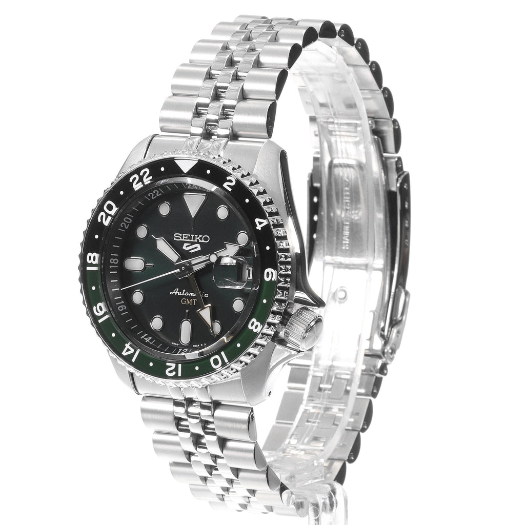 Seiko 5 Sports SKX GMT Automatic Green Dial Silver Steel Strap Watch For Men - SSK035K1 wholesalehk.shop