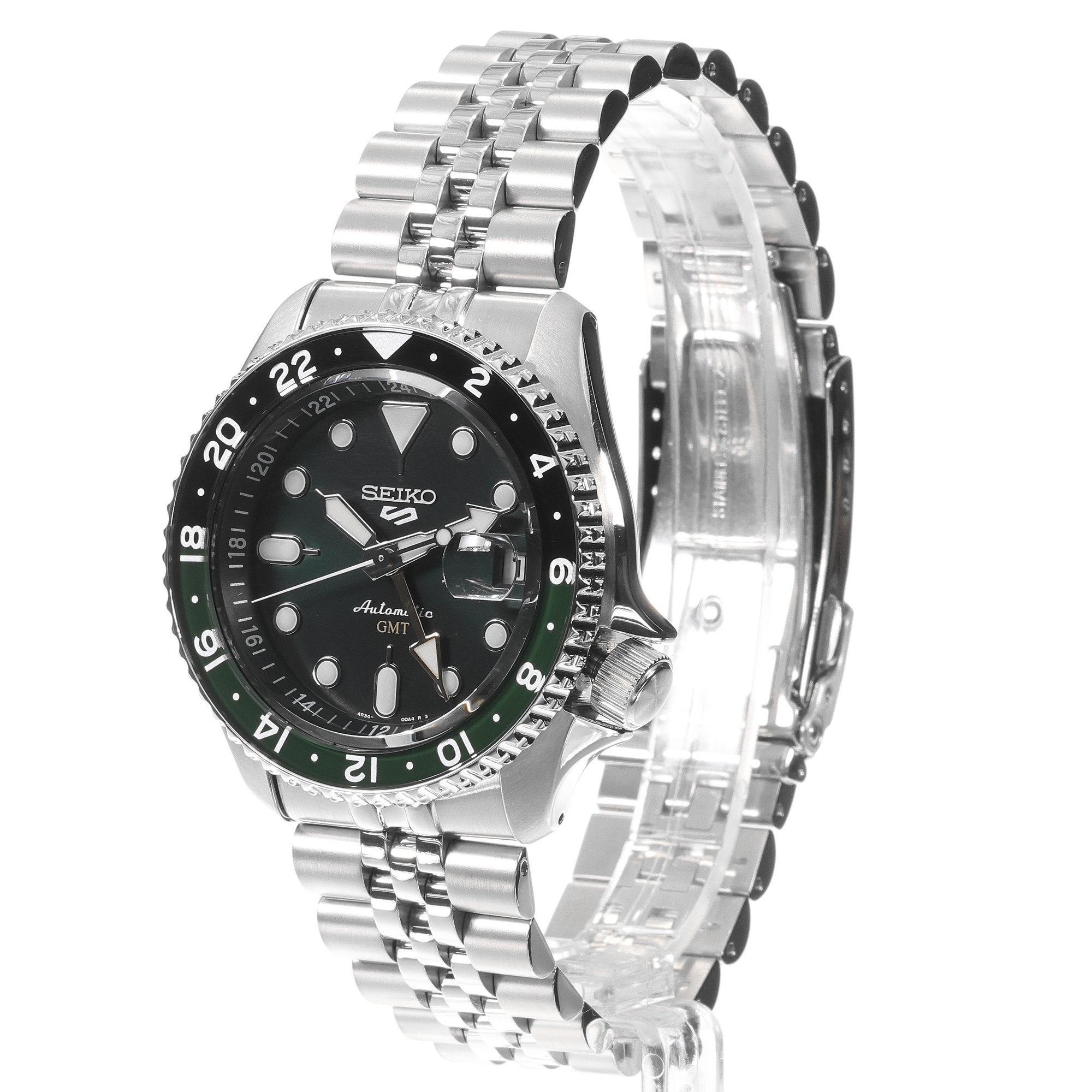 Seiko 5 Sports SKX GMT Automatic Green Dial Silver Steel Strap Watch For Men - SSK035K1 wholesalehk.shop